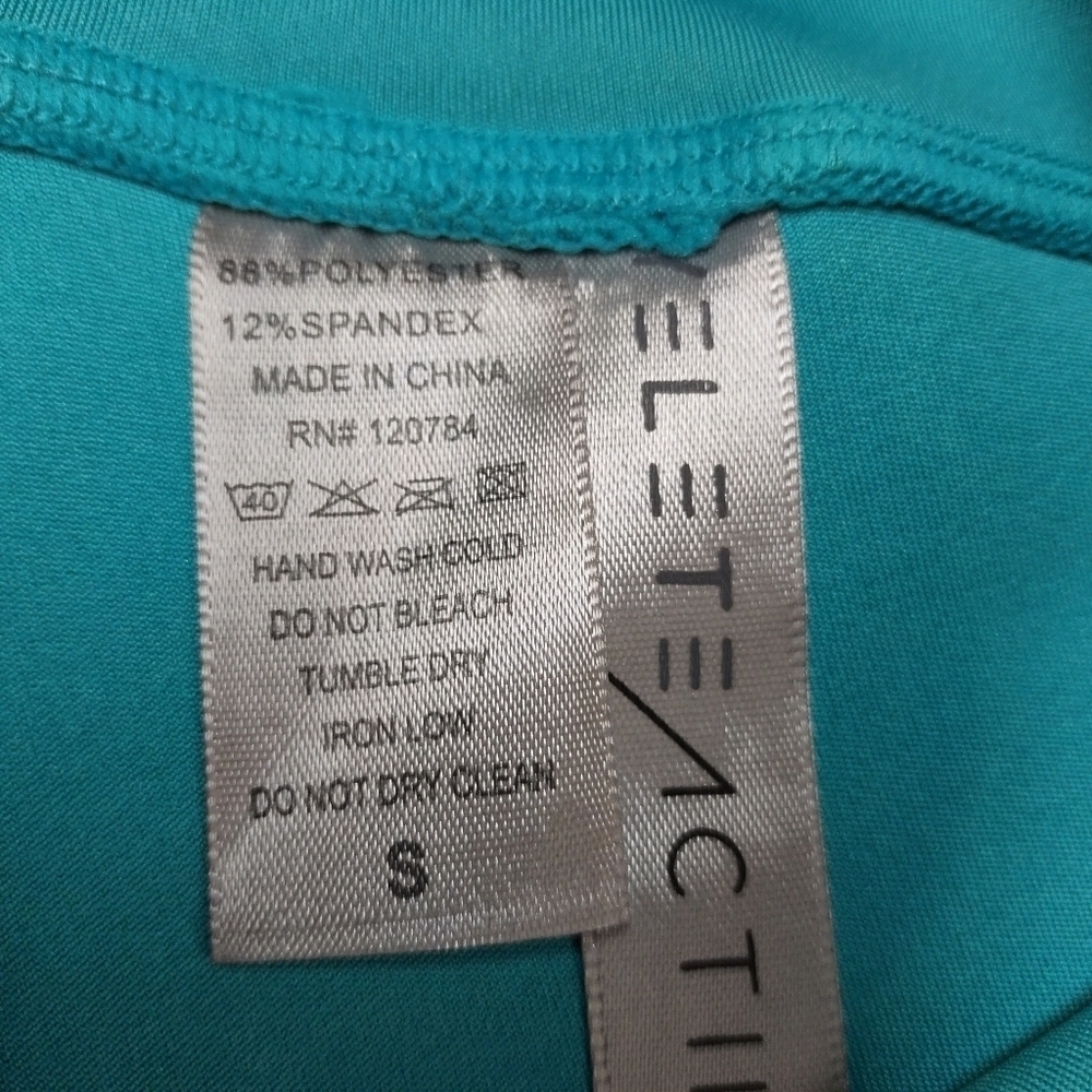Active Women's Peacock Teal High Waist Criss-cross Ankle Leggings Size S NWT - Picture 11 of 11